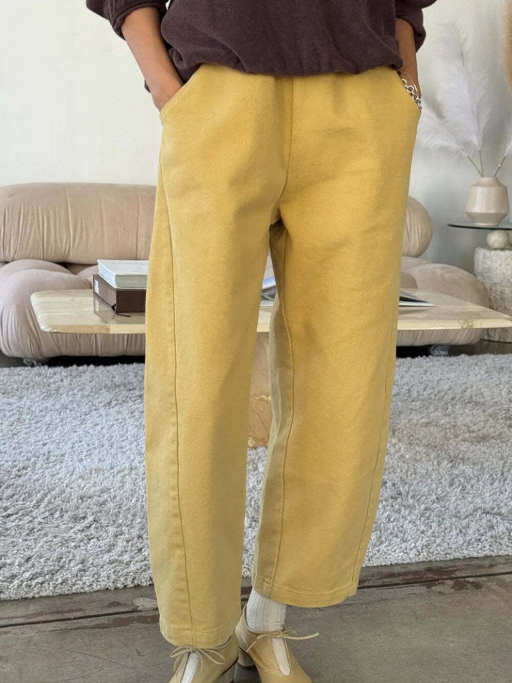 Le Bon Shoppe Arc Pants in Butter Yellow Large